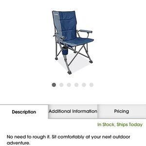 Navy Outdoor Folding Chair with Cup Holder